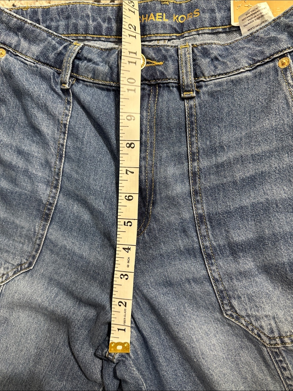 Michael Kors Medium Blue High-Rise Wide Leg Jeans - Picture 4 of 13